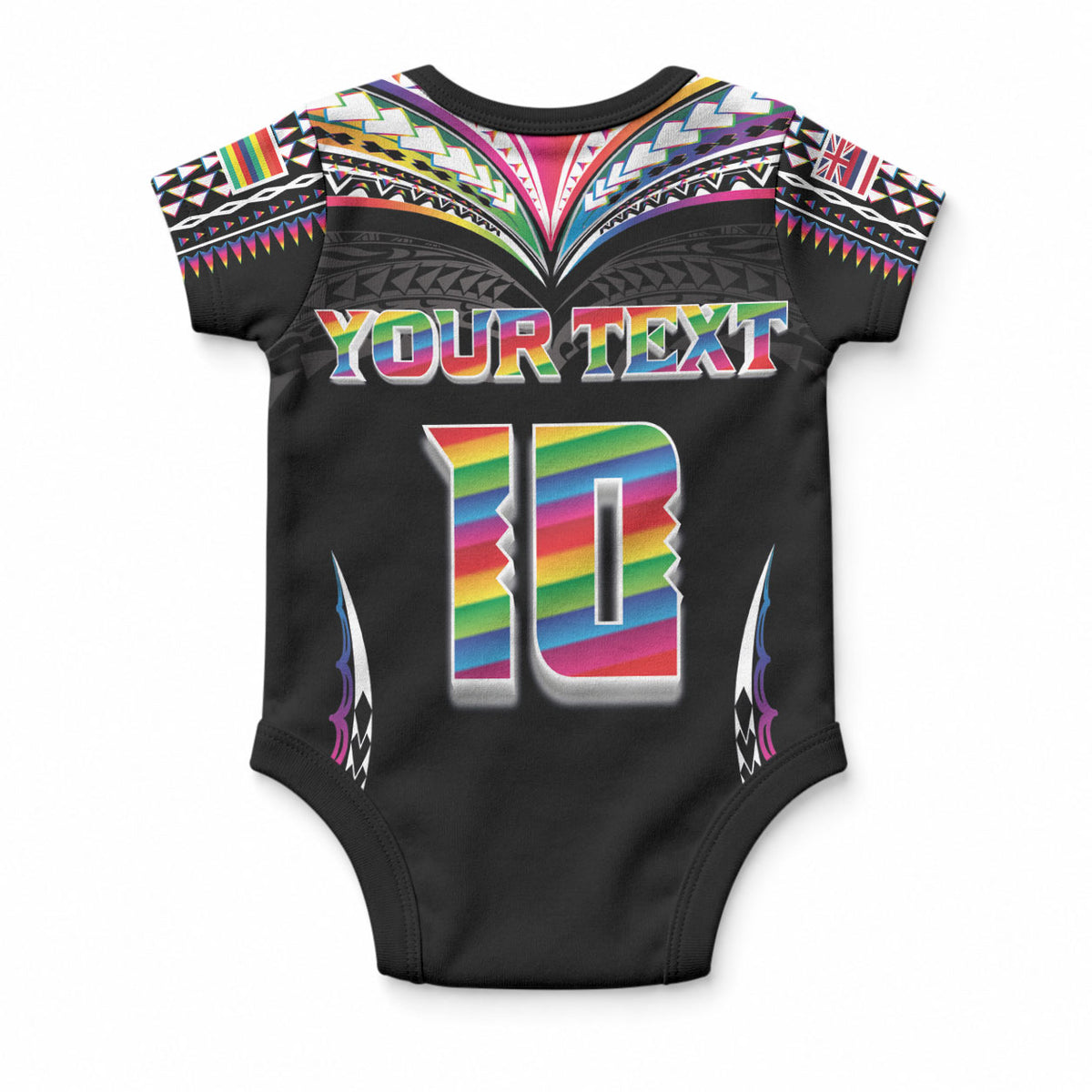 Custom Hawaii Rainbow Warriors Baby Onesie Polynesian Motif Special Edition Rainbow Gradient