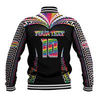 Custom Hawaii Rainbow Warriors Baseball Jacket Polynesian Motif Special Edition Rainbow Gradient