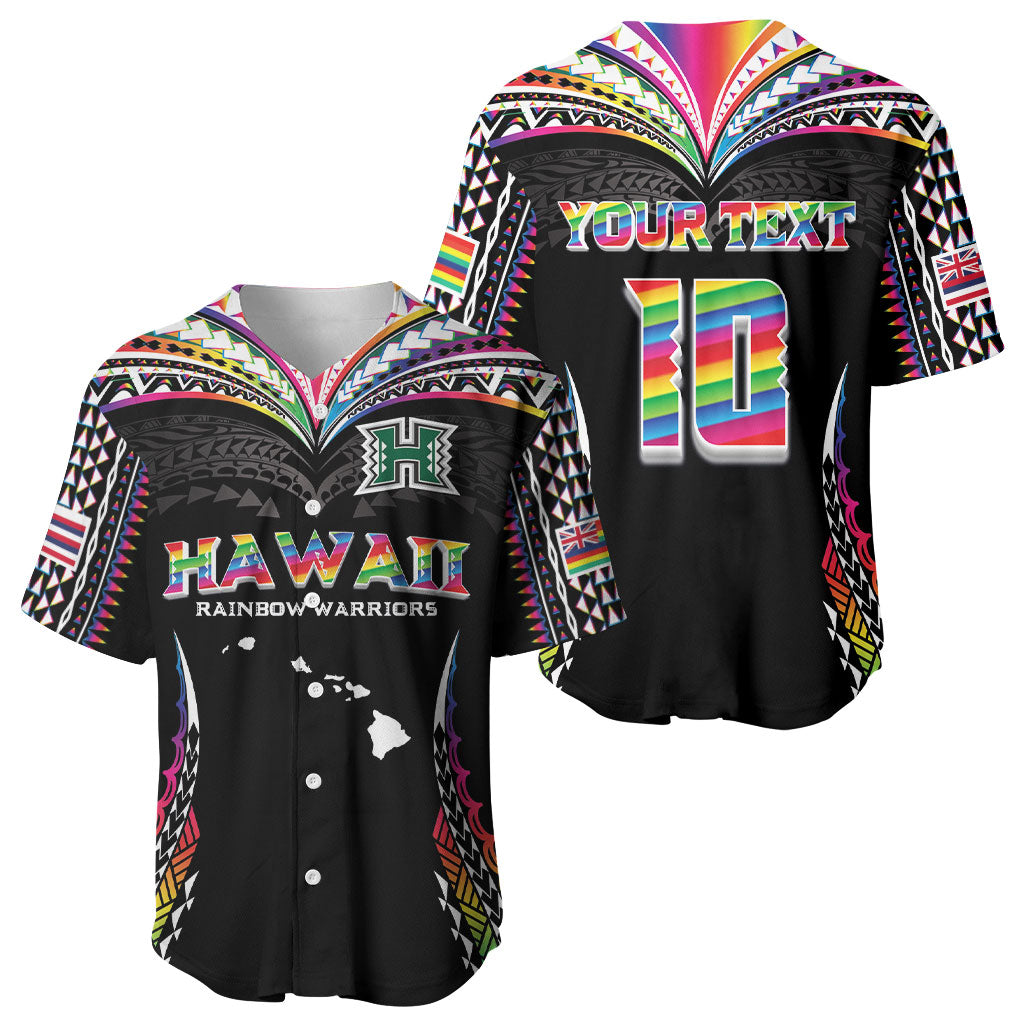 Custom Hawaii Rainbow Warriors Baseball Jersey Polynesian Motif Special Edition Rainbow Gradient