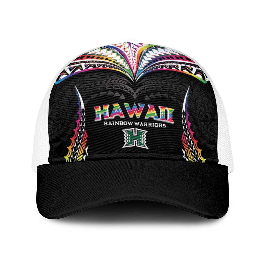 Hawaii Rainbow Warriors Baseball Net Cap Polynesian Motif Special Edition Rainbow Gradient