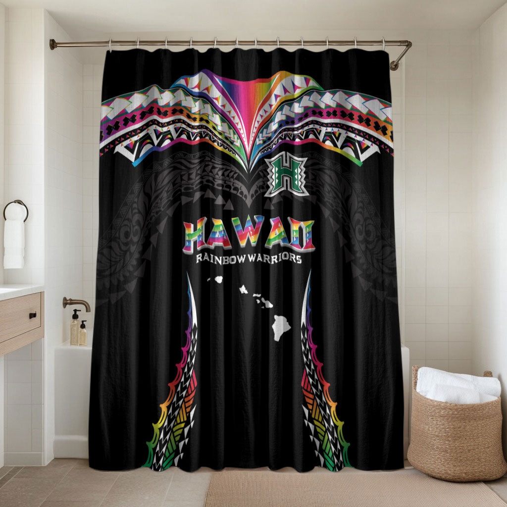 Hawaii Rainbow Warriors Bathroom Set Polynesian Motif Special Edition Rainbow Gradient