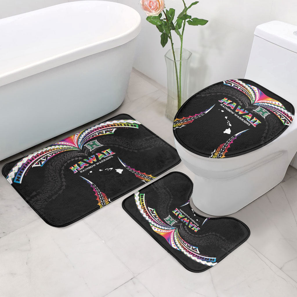 Hawaii Rainbow Warriors Bathroom Set Polynesian Motif Special Edition Rainbow Gradient