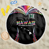 Hawaii Rainbow Warriors Beach Blanket Polynesian Motif Special Edition Rainbow Gradient