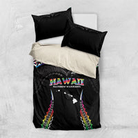 Hawaii Rainbow Warriors Bedding Set Polynesian Motif Special Edition Rainbow Gradient