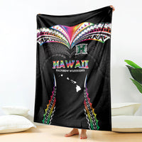 Hawaii Rainbow Warriors Blanket Polynesian Motif Special Edition Rainbow Gradient