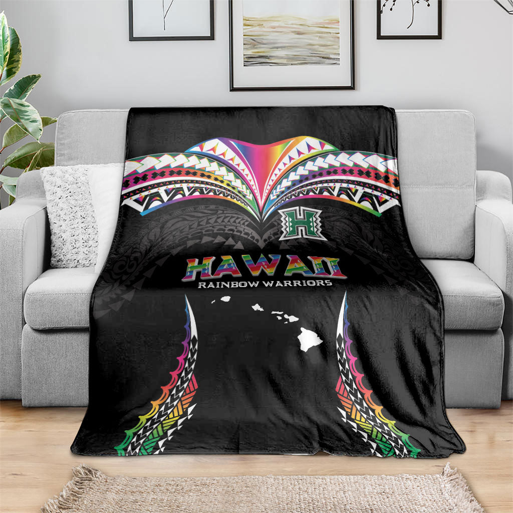 Hawaii Rainbow Warriors Blanket Polynesian Motif Special Edition Rainbow Gradient
