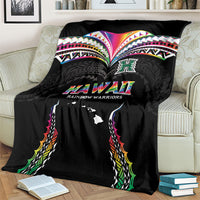Hawaii Rainbow Warriors Blanket Polynesian Motif Special Edition Rainbow Gradient