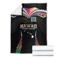 Hawaii Rainbow Warriors Blanket Polynesian Motif Special Edition Rainbow Gradient
