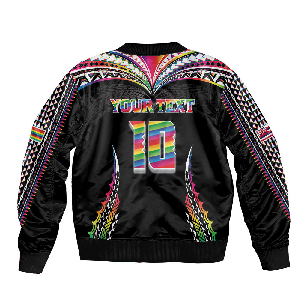 Custom Hawaii Rainbow Warriors Bomber Jacket Polynesian Motif Special Edition Rainbow Gradient