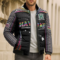 Custom Hawaii Rainbow Warriors Bomber Puffer Jacket Polynesian Motif Special Edition Rainbow Gradient