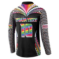 Custom Hawaii Rainbow Warriors Button Sweatshirt Polynesian Motif Special Edition Rainbow Gradient