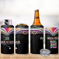 Custom Hawaii Rainbow Warriors 4 in 1 Can Cooler Tumbler Polynesian Motif Special Edition Rainbow Gradient