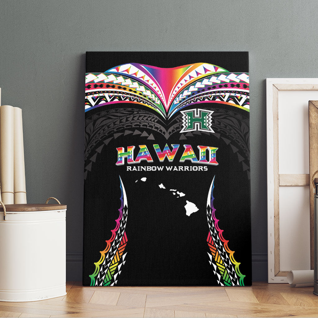 Hawaii Rainbow Warriors Canvas Wall Art Polynesian Motif Special Edition Rainbow Gradient