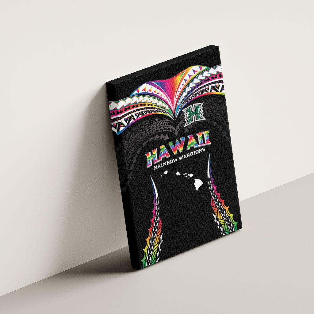 Hawaii Rainbow Warriors Canvas Wall Art Polynesian Motif Special Edition Rainbow Gradient