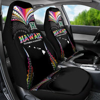 Hawaii Rainbow Warriors Car Seat Cover Polynesian Motif Special Edition Rainbow Gradient