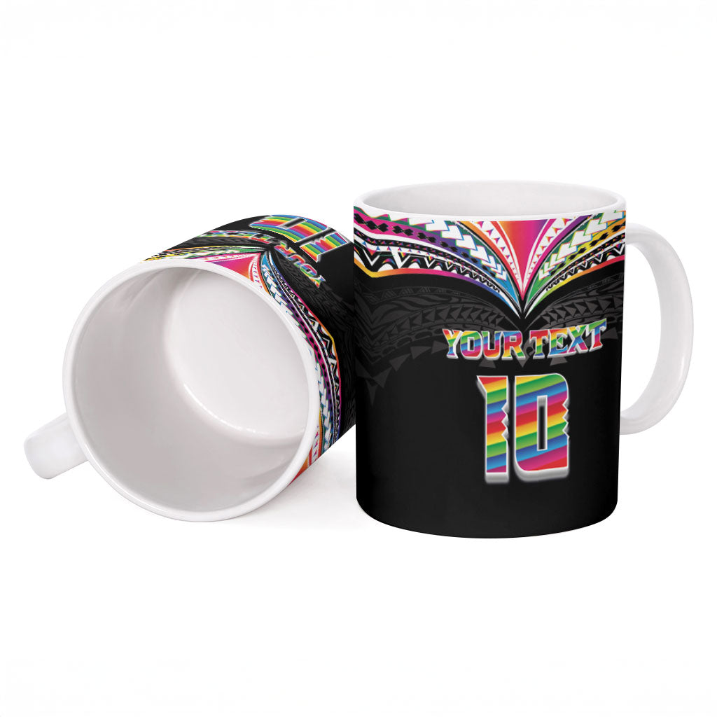 Custom Hawaii Rainbow Warriors Ceramic Mug Polynesian Motif Special Edition Rainbow Gradient