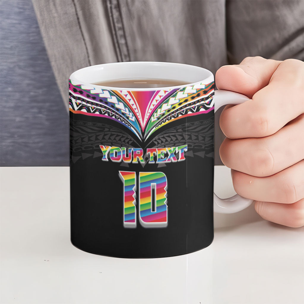 Custom Hawaii Rainbow Warriors Ceramic Mug Polynesian Motif Special Edition Rainbow Gradient