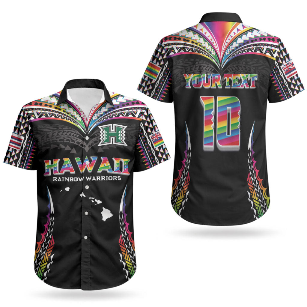 Custom Hawaii Rainbow Warriors Couples Matching Mermaid Dress and Hawaiian Shirt Polynesian Motif Special Edition Rainbow Gradient