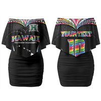 Custom Hawaii Rainbow Warriors Couples Matching Off Shoulder Short Dress and Hawaiian Shirt Polynesian Motif Special Edition Rainbow Gradient