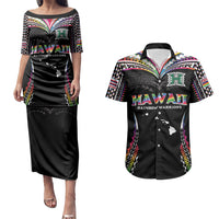 Custom Hawaii Rainbow Warriors Couples Matching Puletasi and Hawaiian Shirt Polynesian Motif Special Edition Rainbow Gradient