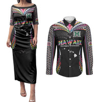 Custom Hawaii Rainbow Warriors Couples Matching Puletasi and Long Sleeve Button Shirt Polynesian Motif Special Edition Rainbow Gradient