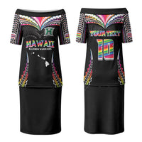 Custom Hawaii Rainbow Warriors Couples Matching Puletasi and Long Sleeve Button Shirt Polynesian Motif Special Edition Rainbow Gradient