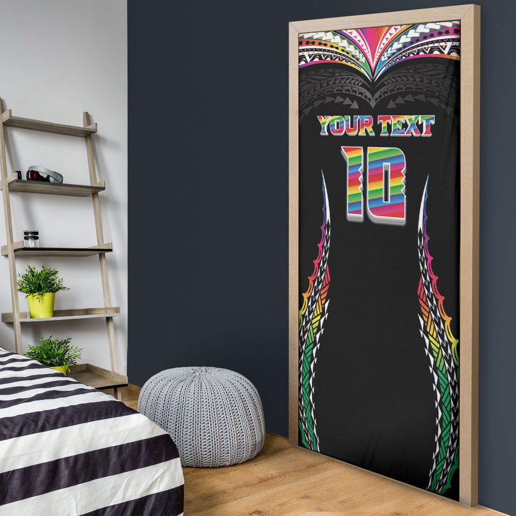 Custom Hawaii Rainbow Warriors Door Cover Polynesian Motif Special Edition Rainbow Gradient