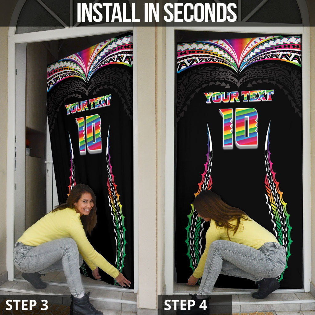 Custom Hawaii Rainbow Warriors Door Cover Polynesian Motif Special Edition Rainbow Gradient