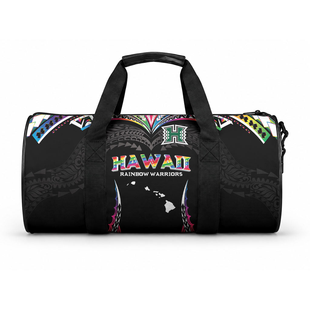 Hawaii Rainbow Warriors Duffle Bag Polynesian Motif Special Edition Rainbow Gradient