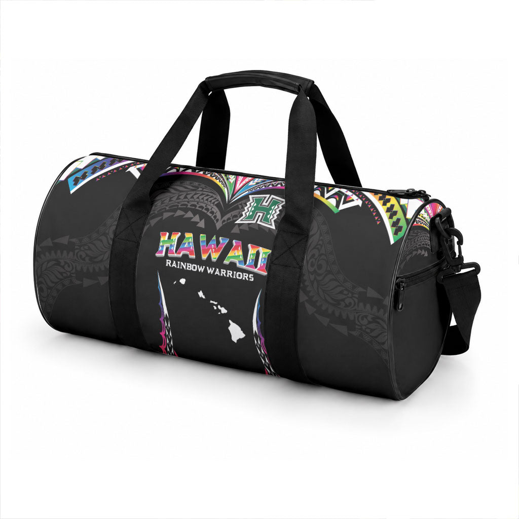 Hawaii Rainbow Warriors Duffle Bag Polynesian Motif Special Edition Rainbow Gradient