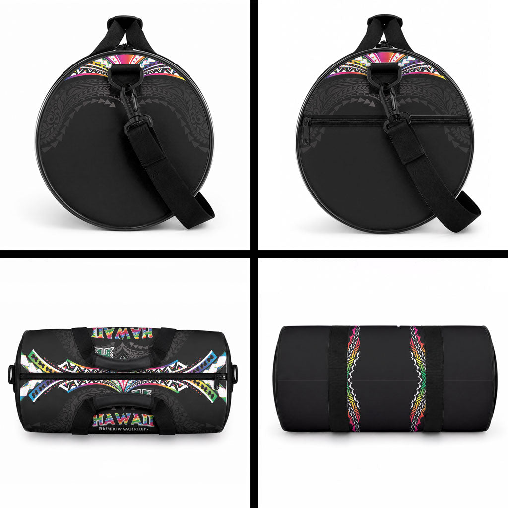 Hawaii Rainbow Warriors Duffle Bag Polynesian Motif Special Edition Rainbow Gradient