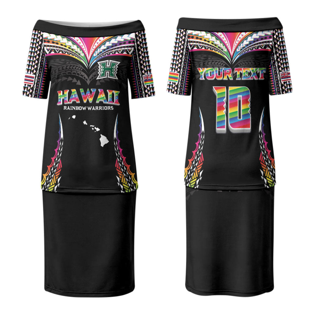Custom Hawaii Rainbow Warriors Family Matching Puletasi and Hawaiian Shirt Polynesian Motif Special Edition Rainbow Gradient