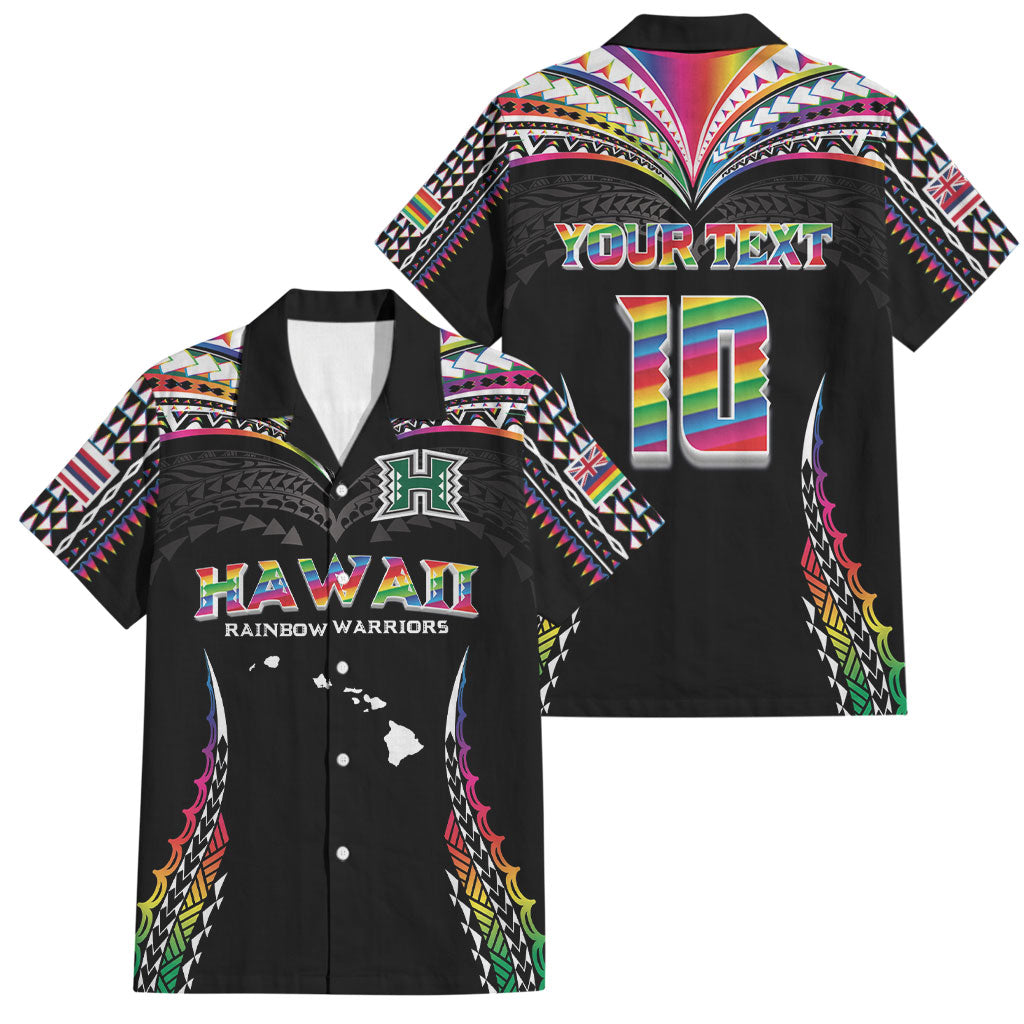 Custom Hawaii Rainbow Warriors Family Matching Summer Maxi Dress and Hawaiian Shirt Polynesian Motif Special Edition Rainbow Gradient