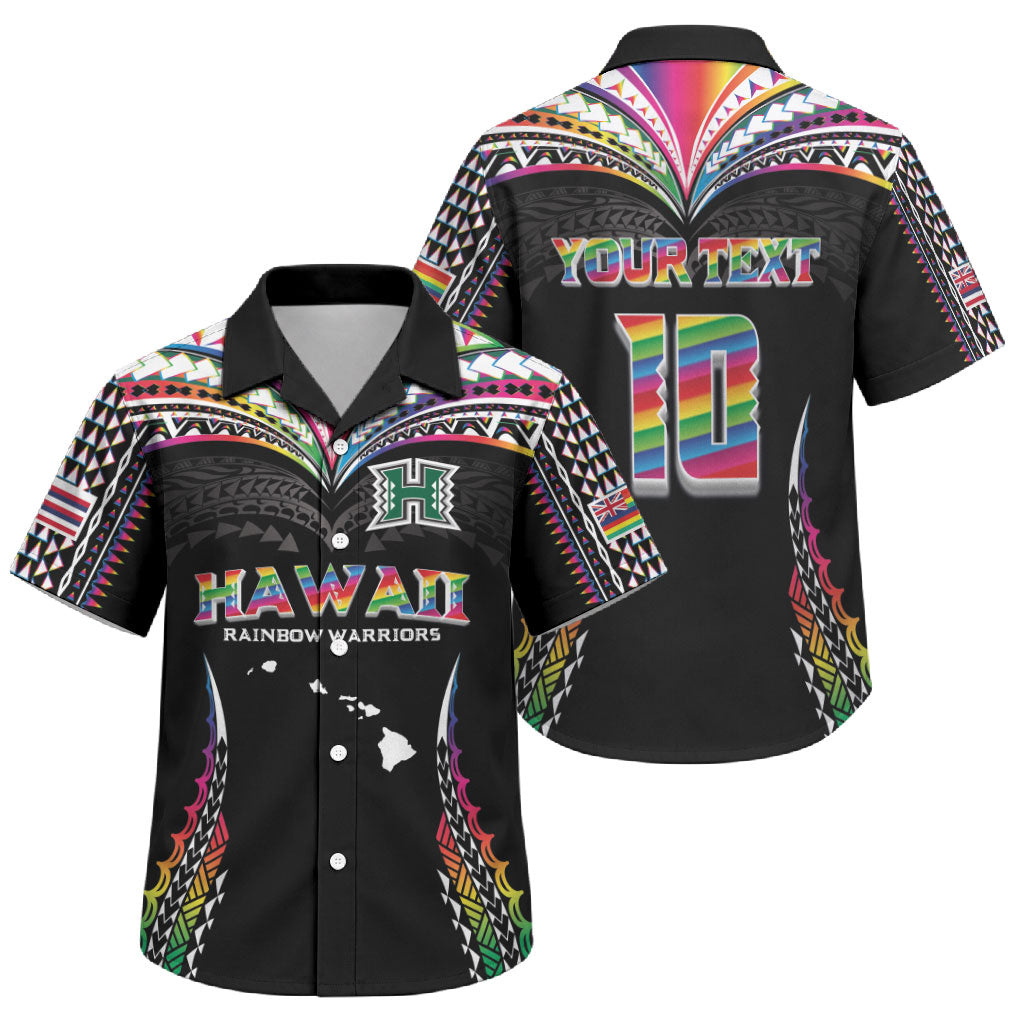 Custom Hawaii Rainbow Warriors Family Matching Summer Maxi Dress and Hawaiian Shirt Polynesian Motif Special Edition Rainbow Gradient