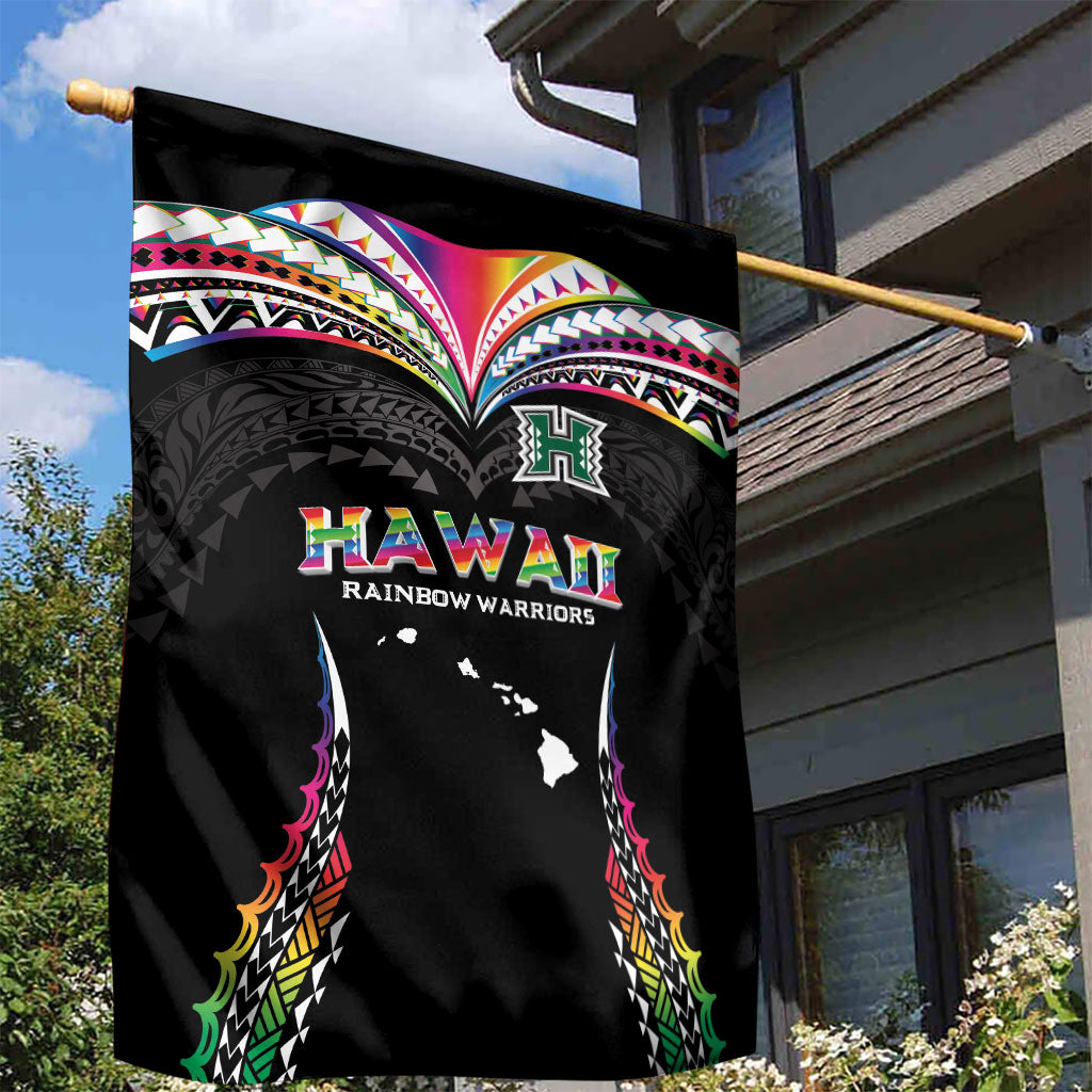 Hawaii Rainbow Warriors Garden Flag Polynesian Motif Special Edition Rainbow Gradient