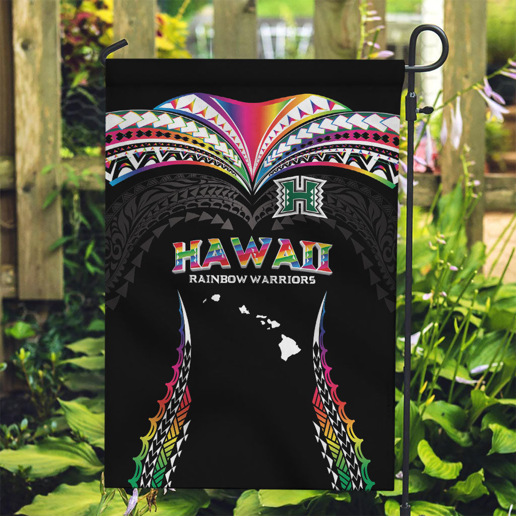 Hawaii Rainbow Warriors Garden Flag Polynesian Motif Special Edition Rainbow Gradient