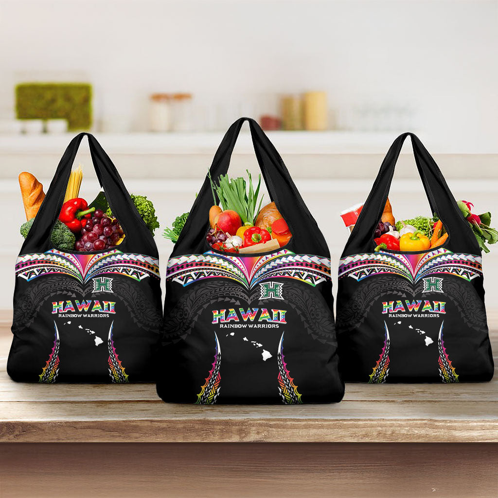 Hawaii Rainbow Warriors Grocery Bag Polynesian Motif Special Edition Rainbow Gradient