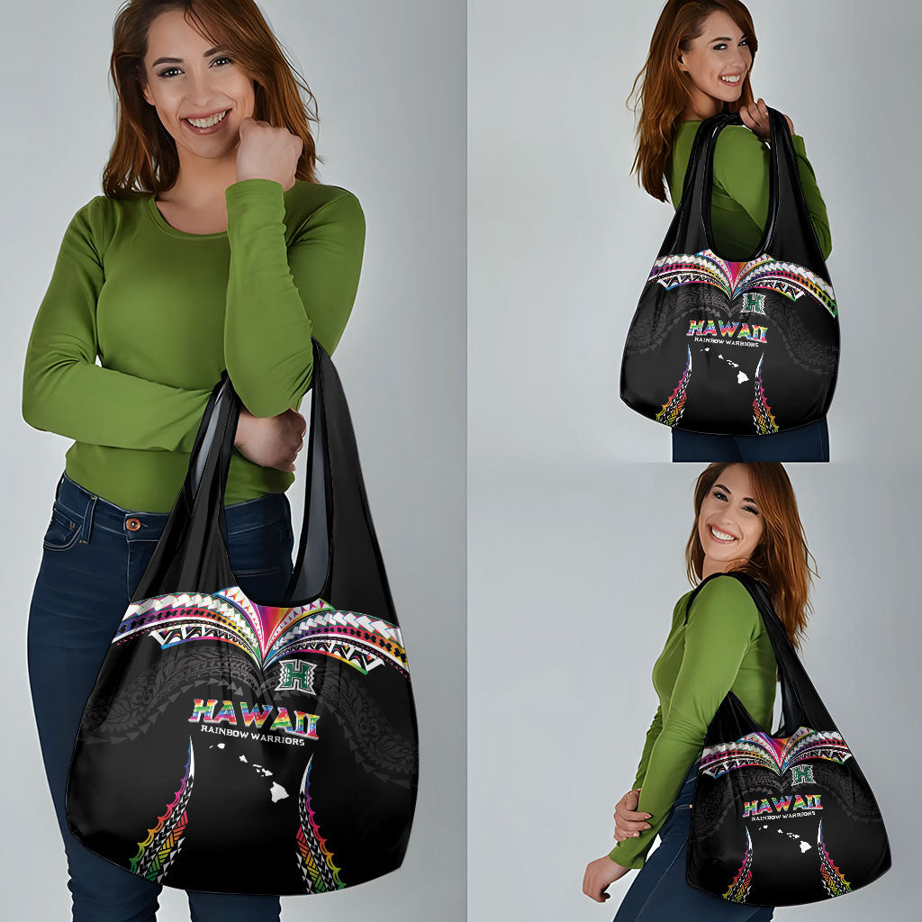 Hawaii Rainbow Warriors Grocery Bag Polynesian Motif Special Edition Rainbow Gradient