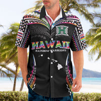 Custom Hawaii Rainbow Warriors Hawaiian Shirt Polynesian Motif Special Edition Rainbow Gradient
