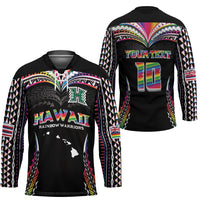 Custom Hawaii Rainbow Warriors Hockey Jersey Polynesian Motif Special Edition Rainbow Gradient