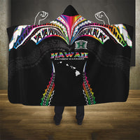 Hawaii Rainbow Warriors Hooded Blanket Polynesian Motif Special Edition Rainbow Gradient