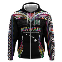 Custom Hawaii Rainbow Warriors Hoodie Polynesian Motif Special Edition Rainbow Gradient