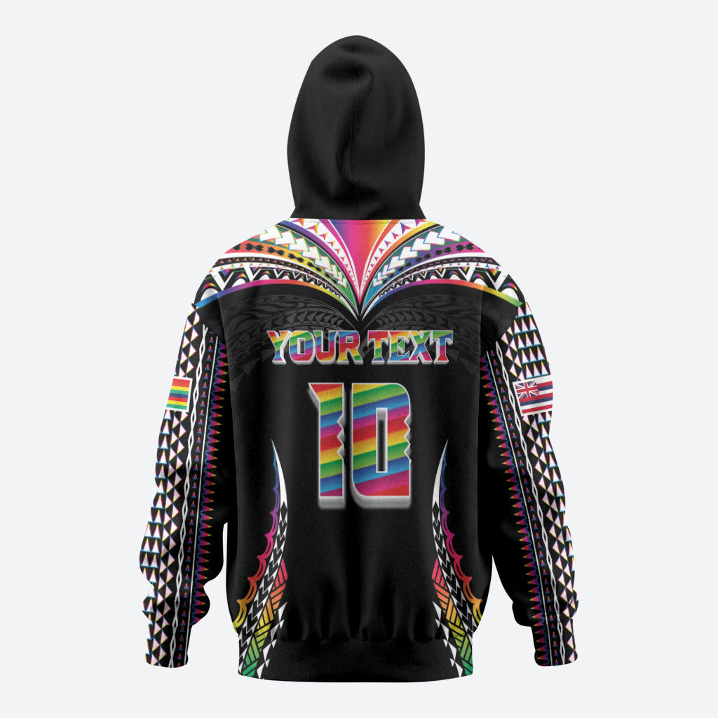 Custom Hawaii Rainbow Warriors Hoodie Polynesian Motif Special Edition Rainbow Gradient
