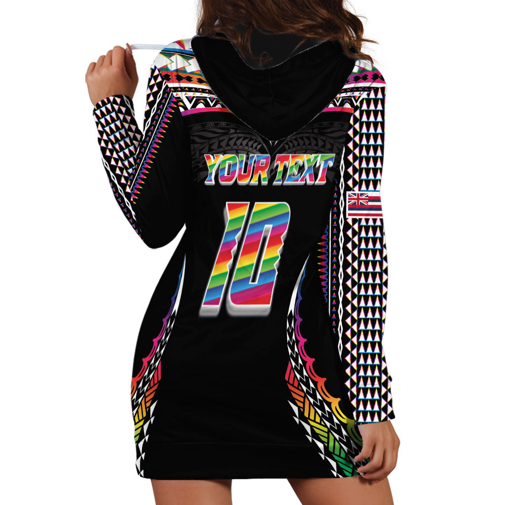 Custom Hawaii Rainbow Warriors Hoodie Dress Polynesian Motif Special Edition Rainbow Gradient