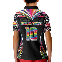 Custom Hawaii Rainbow Warriors Kid Polo Shirt Polynesian Motif Special Edition Rainbow Gradient