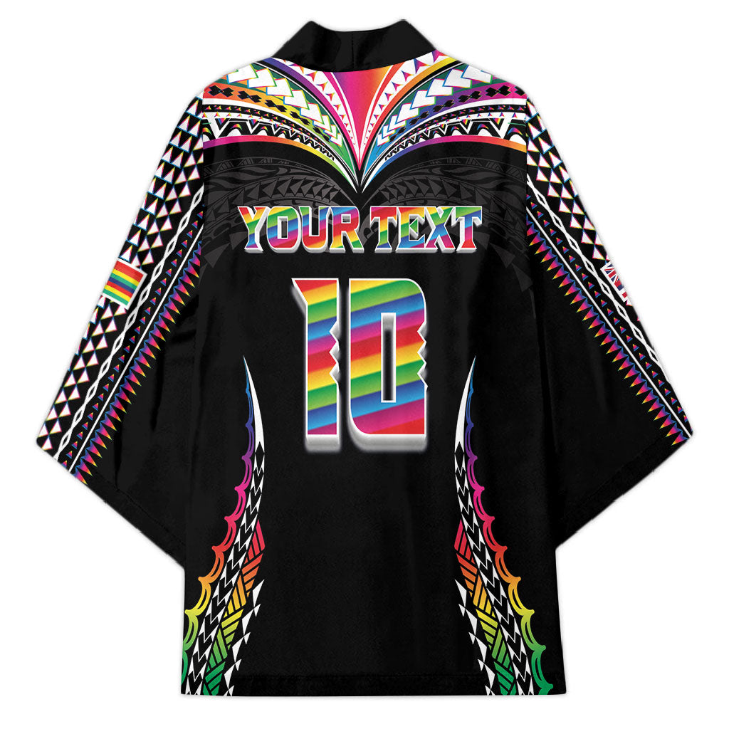 Custom Hawaii Rainbow Warriors Kimono Polynesian Motif Special Edition Rainbow Gradient
