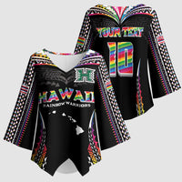Custom Hawaii Rainbow Warriors Kimono Sleeve Blouse Polynesian Motif Special Edition Rainbow Gradient
