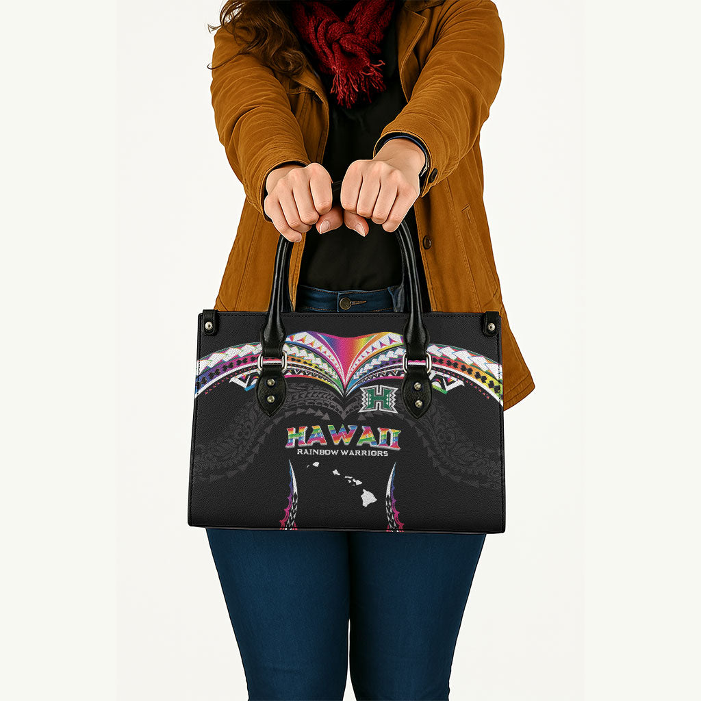 Hawaii Rainbow Warriors Leather Bag Polynesian Motif Special Edition Rainbow Gradient