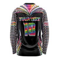 Custom Hawaii Rainbow Warriors Long Sleeve Shirt Polynesian Motif Special Edition Rainbow Gradient