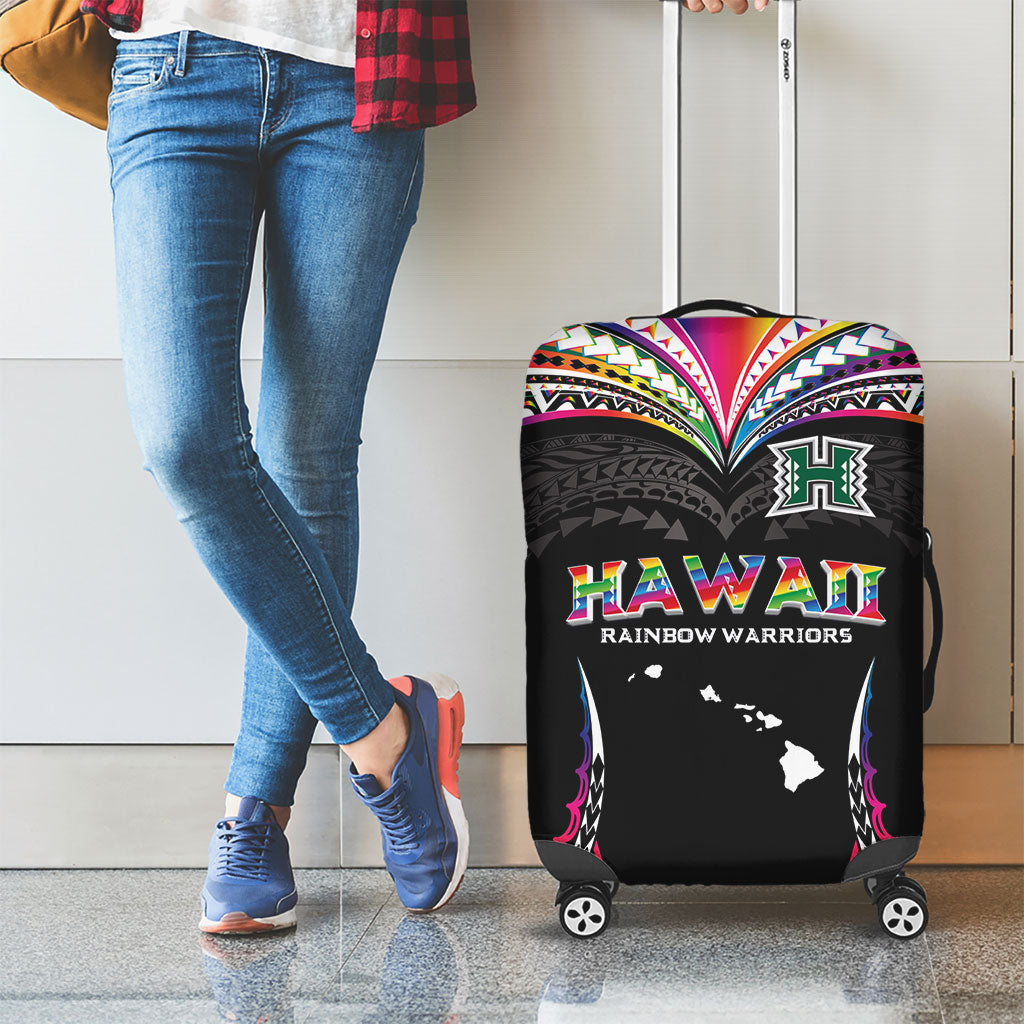 Hawaii Rainbow Warriors Luggage Cover Polynesian Motif Special Edition Rainbow Gradient